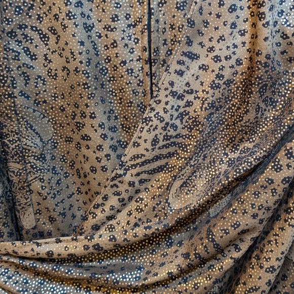 Retro Y2K 80s Glam Disco Gold Black Sparkle Leopard Draped Ruched 22W Dress - Picture 5 of 9